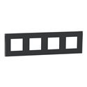 Plaque de finition Unica Deco Subtile NU600843 Anthracite liseré argent 4 postes