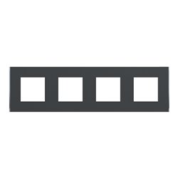 Plaque de finition Unica Deco Subtile NU600843 Anthracite liseré argent 4 postes