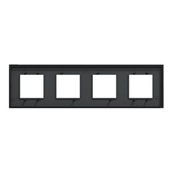 Plaque de finition Unica Deco Subtile NU600843 Anthracite liseré argent 4 postes