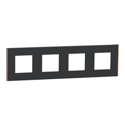 Plaque de finition Unica Deco Subtile NU600841 Anthracite liseré cuivre 4 postes