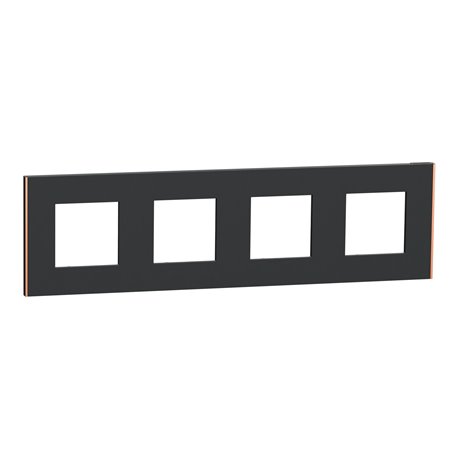 Plaque de finition Unica Deco Subtile NU600841 Anthracite liseré cuivre 4 postes Plaque de finition Unica Deco Subtile NU600841 Anthracite liseré cuivre 4 postes