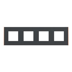 Plaque de finition Unica Deco Subtile NU600841 Anthracite liseré cuivre 4 postes