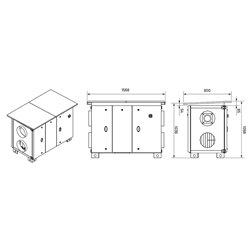 VMC double flux RHE OI Horizontal accès droit Avec batterie électrique 1300 m3/h
