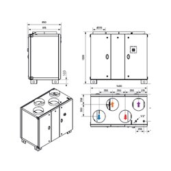 VMC double flux RHE Vertical Avec batterie électrique 1900 m3/h