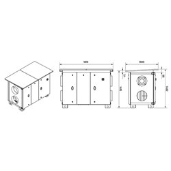 VMC double flux RHE OI Horizontal accès droit Avec batterie à eau réversible 3500 m3/h