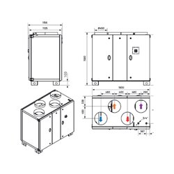 VMC double flux RHE Vertical Avec batterie eau chaude 3500 m3/h