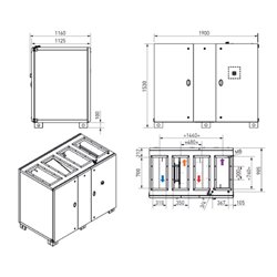 VMC double flux RHE Vertical Avec batterie électrique 4500 m3/h