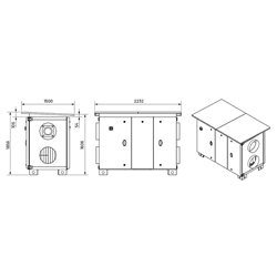 VMC double flux RHE OI Horizontal accès gauche Avec batterie eau chaude 6000 m3/h