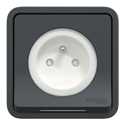 Prise courant 2P+T Mureva Styl MUR35036 connexion auto gris encastré