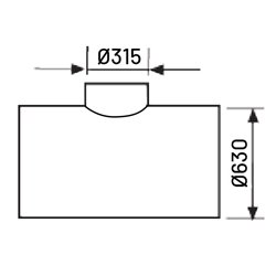 Té équerre 90° Ø630/315 mm sans joint