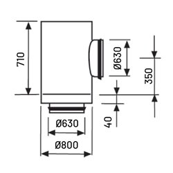 Té souche insonorisé à joint Ø630 mm