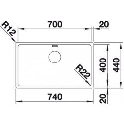 Evier Andano 700-IF 740x440 mm Inox 522969