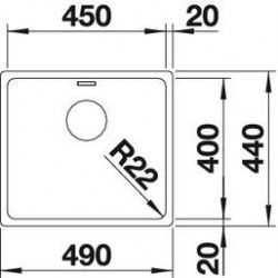 Evier Andano 450-U 490x440 mm Manuel Inox 522963