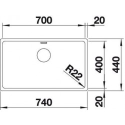 Evier Andano 700-U 740x400 mm Manuel Inox 522971
