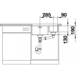 Evier Andano 340/180-U 585x440 mm Manuel Grande cuve à gauche Inox 522979