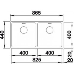 Evier Andano 400/400-U 865x440 mm Manuel Inox 522987