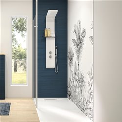 Panneau de douche Kinewall Design 100x250 cm Teck horizon bleu outremer
