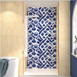 Panneau de douche Kinewall Design 100x250 cm Faïence boho indigo