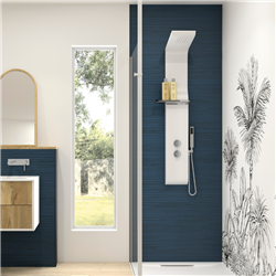 Panneau de douche Kinewall Design 100x202 cm Teck horizon bleu outremer