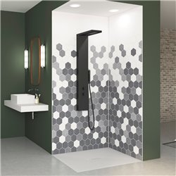 Panneau de douche Kinewall Design 125x202 cm Tomette camaïeu gris