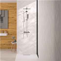 Panneau de douche Kinewall Design 100x202 cm Zellige blanc chevrons