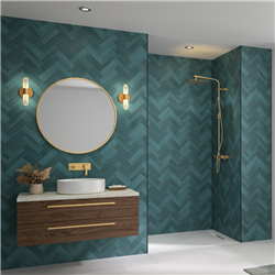 Panneau de douche Kinewall Design 125x202 cm Zellige lagon chevrons