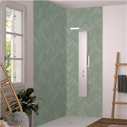 Panneau de douche Kinewall Design 125x202 cm Zellige sauge chevrons