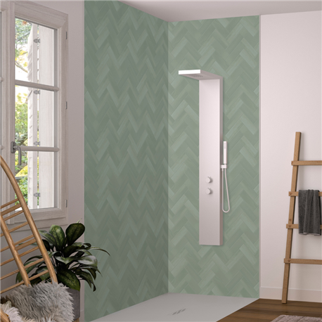 Panneau de douche Kinewall Design 100x202 cm Zellige sauge chevrons Panneau de douche Kinewall Design 100x202 cm Zellige sauge chevrons