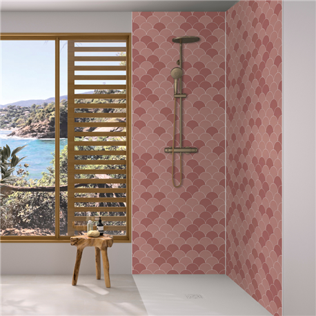 Panneau de douche Kinewall Design 100x250 cm Ecaille tarracotta Panneau de douche Kinewall Design 100x250 cm Ecaille tarracotta