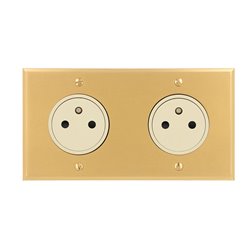 Double prise de courant 2P+T 16A 250V or brossé Art d'Arnould univers Mémoire 67232