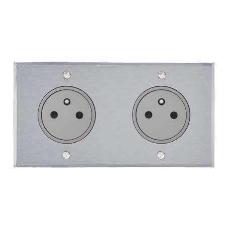 Double prise de courant 2P+T 16A 250V acier brossé Art d'Arnould univers Mémoire 67132