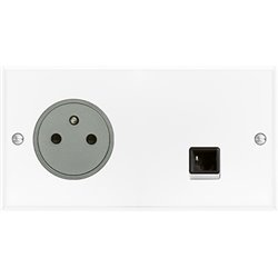 Prise de courant 2P+T et prise RJ45 cristal Art d'Arnould univers Mémoire 67038
