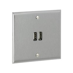 Double prise USB type A 3A acier brossé Art d'Arnould univers Mémoire 67122