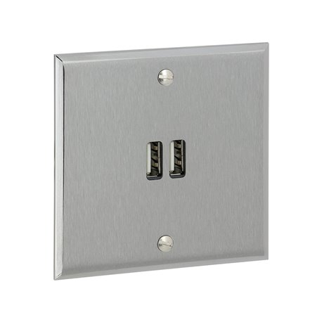 Double prise USB type A 3A acier brossé Art d'Arnould univers Mémoire 67122 Double prise USB type A 3A acier brossé Art d'Arnould univers Mémoire 67122