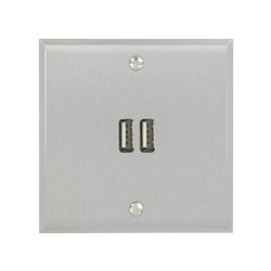 Double prise USB type A 3A acier brossé Art d'Arnould univers Mémoire 67122