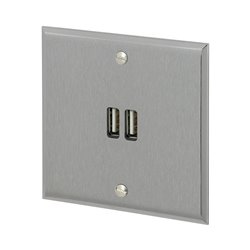 Double prise USB type A 3A acier brossé Art d'Arnould univers Mémoire 67122