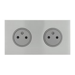 Double prise de courant 2P+T 16A 250V acier brossé Art d'Arnould univers Epure 67432