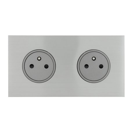 Double prise de courant 2P+T 16A 250V acier brossé Art d'Arnould univers Epure 67432 Double prise de courant 2P+T 16A 250V acier brossé Art d'Arnould univers Epure 67432