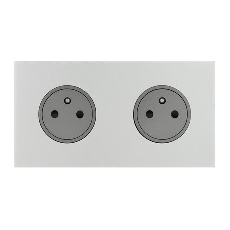 Double prise de courant 2P+T 16A 250V acier satin Art d'Arnould univers Epure 67532