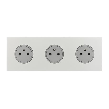 Triple prise de courant 2P+T 16A 250V acier satin Art d'Arnould univers Epure 67533