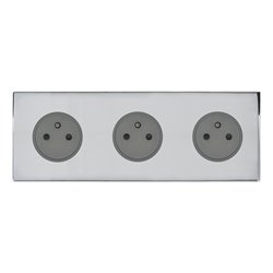 Triple prise de courant 2P+T 16A 250V acier miroir Art d'Arnould univers Epure 67633