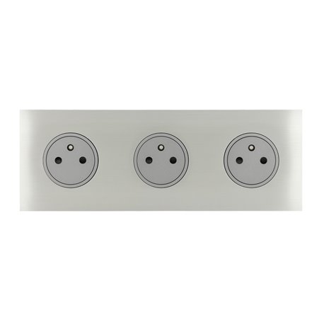 Triple prise de courant 2P+T 16A 250V acier brossé Art d'Arnould univers Epure 67433