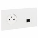 Prise de courant 2P+T et prise RJ45 blanc satin Art d'Arnould univers Epure 67938