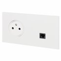 Prise de courant 2P+T et prise RJ45 blanc satin Art d'Arnould univers Epure 67938