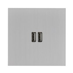 Double prise USB type A 3A acier brossé Art d'Arnould univers Epure 67422