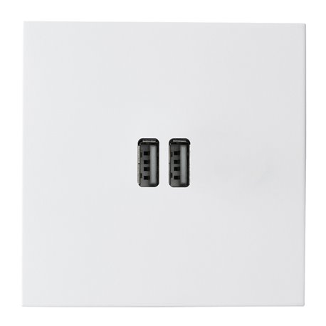 Double prise USB type A 3A blanc satin Art d'Arnould univers Epure 67922