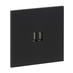 Double prise USB type A 3A noir mat Art d'Arnould univers Epure 67822