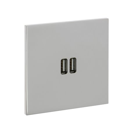 Double prise USB type A 3A acier miroir Art d'Arnould univers Epure 67622