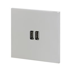 Double prise USB type A 3A acier miroir Art d'Arnould univers Epure 67622