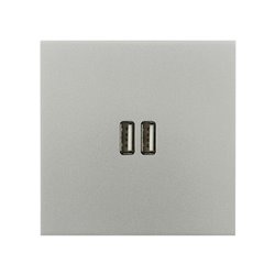 Double prise USB type A 3A acier satin Art d'Arnould univers Epure 67522